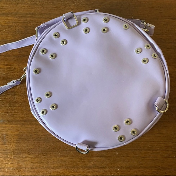 Purple Circle Ita Pin Crossbody Bag Purse With Interchangeable Front Panels - Picture 9 of 11